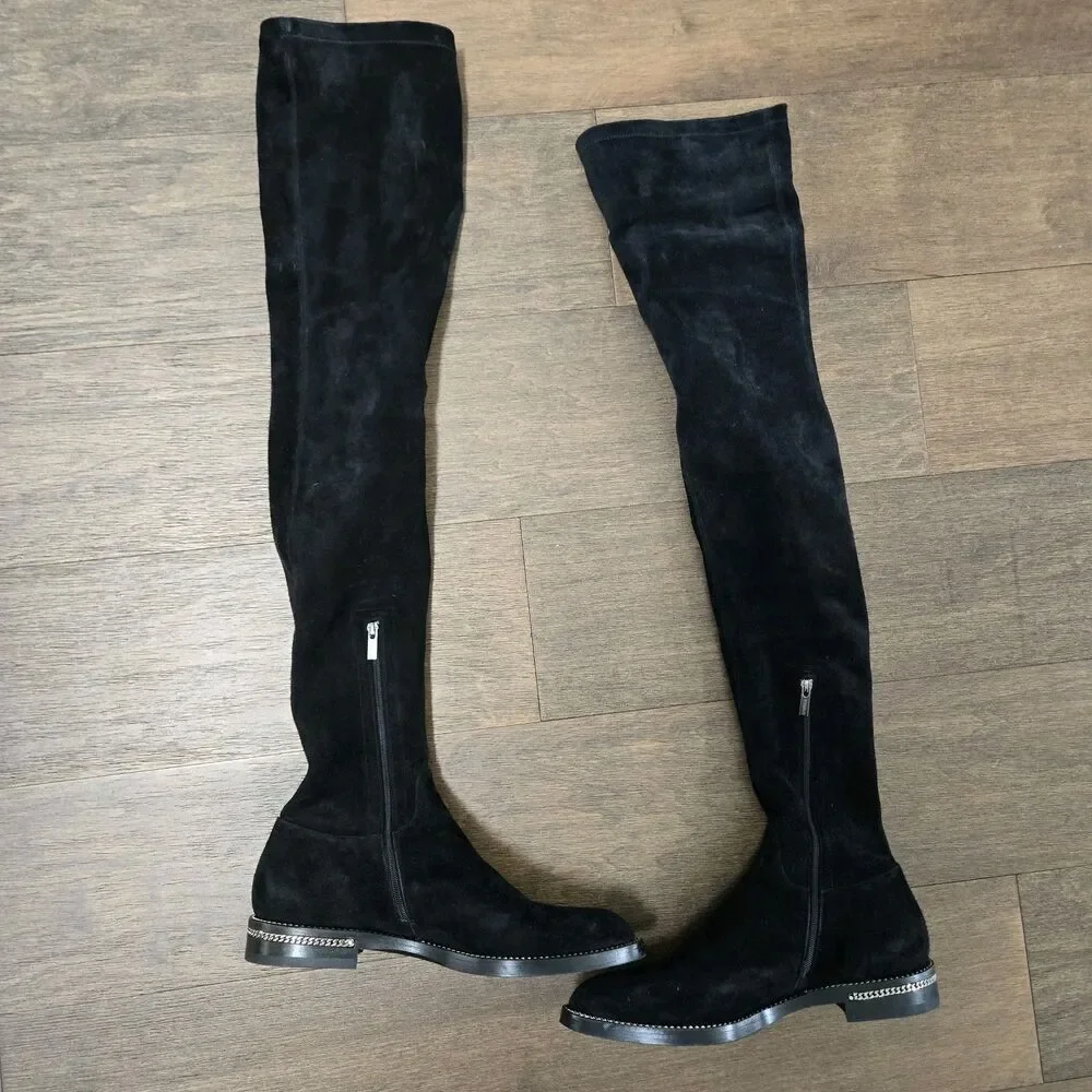 Le Silla Leather Black Over The Knee Suede Boots Size 40